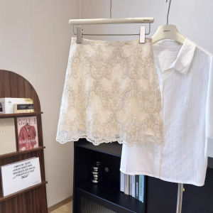 COD French gold apricot lace skirt fashion womens clothing versatile and thin jacquard embroidery temperament hip skirt 99952026 new product