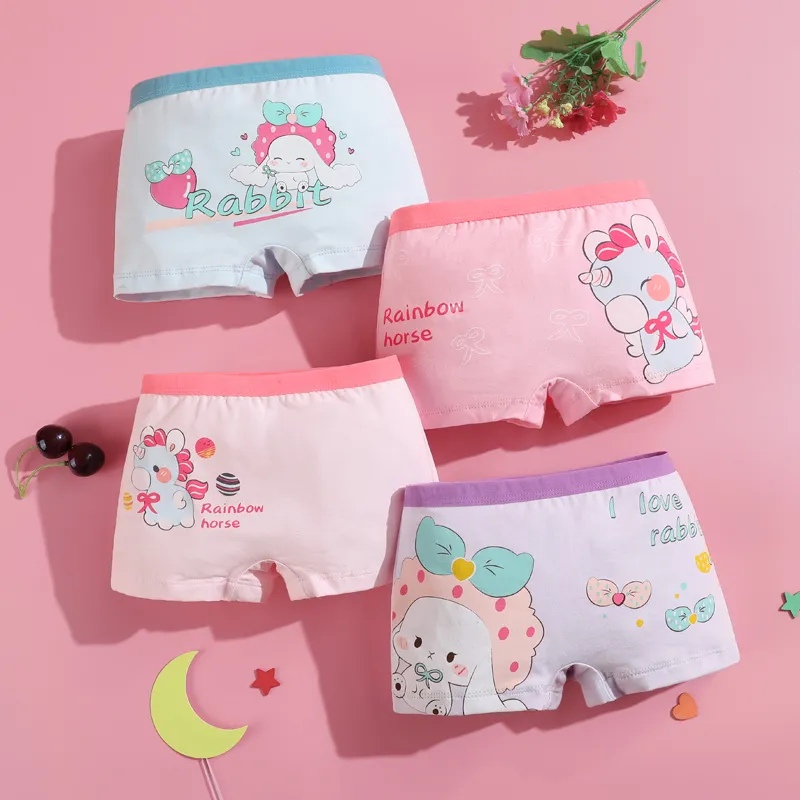SMY 4PCS Cotton BaBy Panty For Kids Girls Cute Cartoon Boxer For