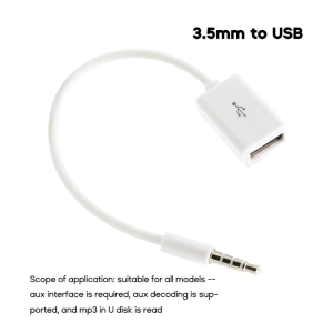 3.5mm Male AUX Stereo Port to USB Female Cable Adapter Cord Stereo Car Stereo Port Cables for Music Player