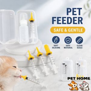Pet Home-my Pet Feeding Syringe Kit Silicone Nipple Set With Scale Milk Medicine Feeder For Puppies Kittens