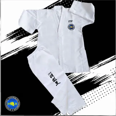 Ready Stock ITF Taekwondo uniforms for children and adults with striped fabric training uniforms