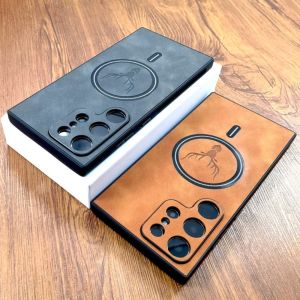 For Magsafe Case For Samsung S26 S24 S23 S22 S21 Note 20 S25 Ultra Plus S24FE S25Edge S25FE Funda Luxury Leather Magnetic Cover