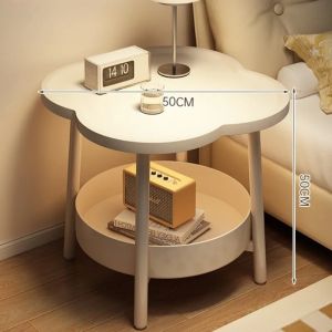 Sacesr Kawaii Nightstand Four Leaf Clover Bedside Cabinet Carbon Steel Frame Storage Side Table Bedroom Indoor Practical Home Furniture K7M2P