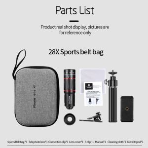 Ống kính điện thoại tele 28X kính viễn vọng 4K HD với chân máy ống kính zoom kẹp điện thoại di động phổ thông cho điện thoại thông minh
