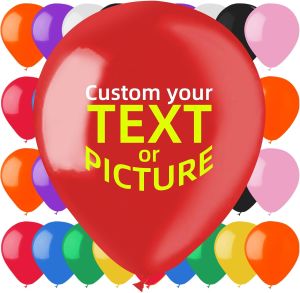10 Inch 2.3g Customized Advertising Balloons - Personalized Monochrome Logo and Text - Perfect for Birthday Parties Weddings and Company Celebrations (100)