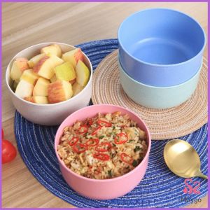 MAYGO ชามข้าวเด็กข้าว สาลีทรงกลม วัสดุธรรมชาติ ปลอดภัยไม่มีสารพิษ Round plastic bowl สปอตสินค้า Maygo
