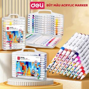Bút Sơn Acrylic Marker Deli Chính Hãng HM912 -Chính Hãng -12/24/36/48 Màu - Vẽ Trên Mọi Chất Liệu Không Bị Rửa Trôi