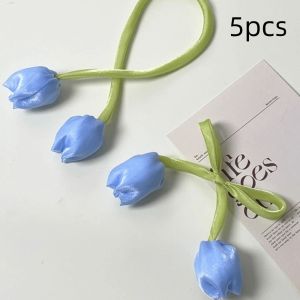 LITUILI 5Pcs Sweet Tulip Lace-up Straps Baking Decoration Ornaments Curtain Tieback Fashion DIY Hair Cord Accessories Cake