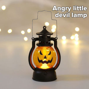 Halloween LED pumpkin Lantern Hanging Light Retro Ghost Smile Lamp Prop Creative Halloween Party Light Decor Gift 万圣节南瓜灯