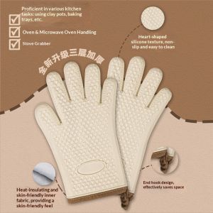 Taidu chống găng tay chịu nhiệt cách nhiệt dày Silicone lò đặc biệt sử dụng chịu nhiệt độ cao nướng chống nhiệt găng tay lò vi sóng để nướng