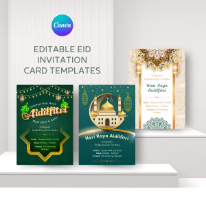 Editable Eid Invitation Card | Canva Template | Ramadan | Open House Card