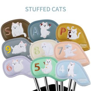 MUQZI Scratchproof Golf Iron Head Cover Cats Pattern PU Leather Golf Club Covers Colorful Cartoon Golf Head Protector Golf Supplies