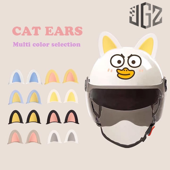 Pair Cute Cat Ears Accessories Helmet Stickers Self Adhesive