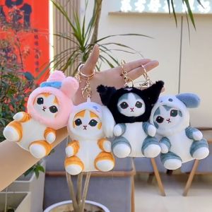 Pet Home-my Plush Keychain Stuffed Toy Cute Cat Shark Soft Fabric Bag Charm Gantungan Kunci Backpack Pendant Birthday Present