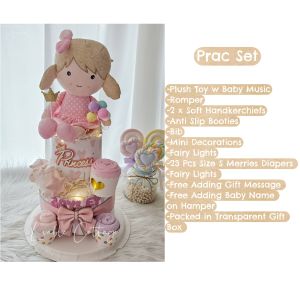 SG Girl Doll 2 Tier Diaper cake baby hamper newborn gift ideas 100days Baby Shower present