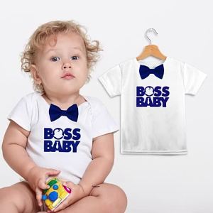 Boss Baby Personalized Baby Boy Onesie Cotton Bodysuit 1st Birthday Outfit Custom Name