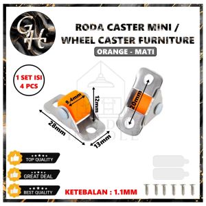 Roda Mini Caster Wheel 0.5 Inch Plat Oval Furniture Mini Laci Universal Orange Coklat Hidup & Mati
