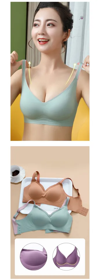 MeooLiisy Seamless Latex Underwear Women's Wire Free Bras Push Up Small  Breasts Sports Vest Girls Lingerie