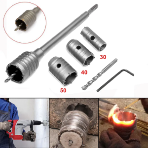 6 Piece Set 30/40/50MM Concrete Wall Hole Saw Electric Hollow Core Drill Bit Shank Hole Saw