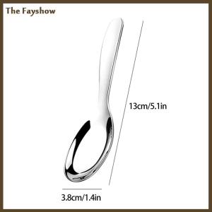 [The Fayshow] Stainless Steel Round Spoon Net Red Golden Dinner Long Handle Stirring Dessert Spoons For Kitchen Accessories Gadgets