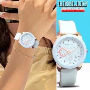 HENLEIN Jam Tangan Wanita Original Bergaransi Gaya Kasual Analog Tali Silikon HW-6001 WHITE