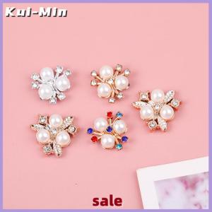 Kui-Min 10PCS Flower Rhinestone Buttons Sparkling Hairpins DIY Crafts