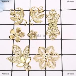[COD] Abulaia 50Pcs Vintage Metal Leaf Filigree Flower Slice Charms DIY Craft Jewelry Making