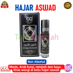 Parfum HAJAR ASWAD 6ml Bin Ali Original Roll On - Minyak Wangi Hajar Aswad Asli - Farfum Pria Tahan Lama Non Alkohol - Minyak Wangi Sholat Pria - Parfum Oles Non Alkohol - Minyak Wangi Para Habib - Parfum Arab Original Tahan Lama - Bisa COD