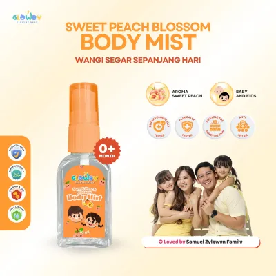 (Glowby) Serum Lotion Mencerahkan dan Body Mist Peach Blossom Wangi Tahan Lama untuk Bayi dan Anak
