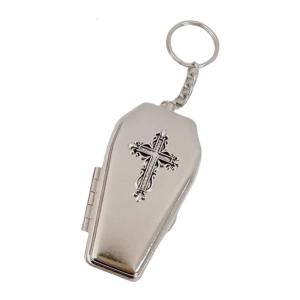Metal Gothic Coffin Keychain Dark Aesthetic Keyring Adjustable Chain Necklace Suitable for Daily Use or Special Occasion