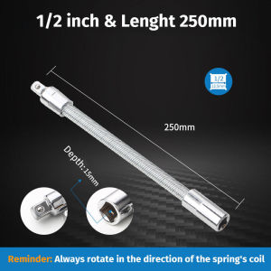 Right Angle Drill Adapter Flexible Shaft Electric Screwdriver Attachment Power Impact Screw Driver Flex Extension Hex Bit Holder  Flexible Socket Extension Bar 1/2" 1/4" 3/8" Drives for Ratchet Chrome Vanadium Alloy Steell