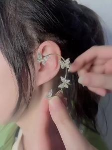 Star tassel ear clip diamond studded ear hook wheat ear bone clip no ear hole