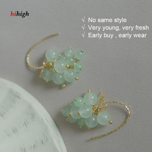 Korean Style Artificial Green Agate Drop Earrings Fresh Artistic Temperament