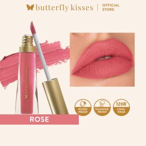 Butterfly Kisses Creamy Matte Liquid Lipstick | Rose | 12-Hour Wear Transfer-proof
