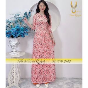 Áo Dài Lụa Habutai Cao Cấp Truyền Thống Đỏ Cam Duyên Dáng Thanh Lịch K65 - Áo Dài Xuân Quỳnh