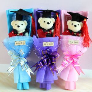 DECORATE X Cartoon Graduation Bouquet Bear Animal Bowknot Wedding Party Decor Stunning Lovely Bear Plush Toy Valentines Day