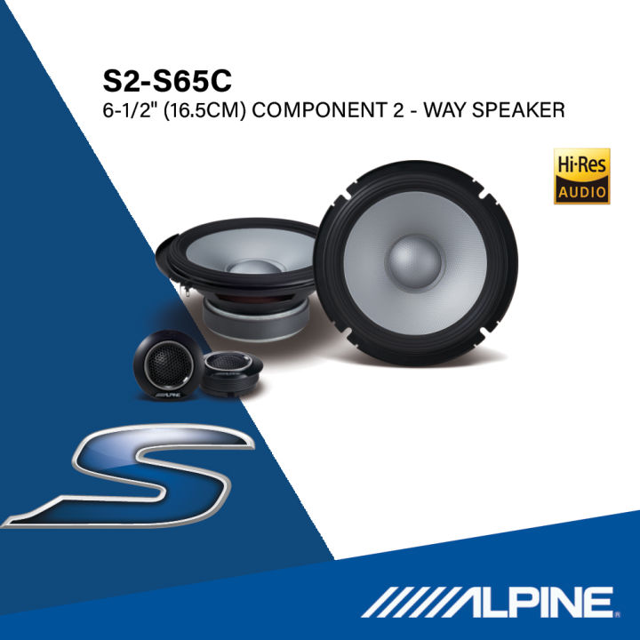 Alpine S2-S65C 6.5" Components & KTE-S65G 6.5" Speaker Grill Bundle