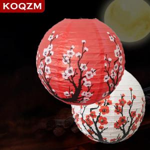 [COD] KOQZM KITCHEN 30 35cm Plum Blossom Round Paper Lantern Lamp Shade Chinese Antique Paper Lantern New Year Paper Lampshade Home Decor