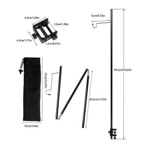 Portable Camping Light Stand Outdoor Detachable Hanging Lamp Pole Bracket Folding Lantern Holder Clip