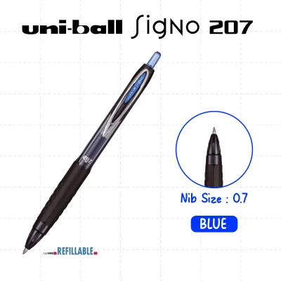 Uni-ball Signo 207 Gel Pen BLUE 0.7mm Tip – Smooth Quick-Drying Ink in Black Blue and Red