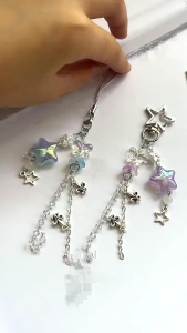 Artistic Cherry Jellyfish Beaded Earphone Cord Holder Detachable Charm Phone Chain For Keys Bags Phones