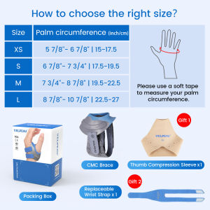 Velpeau CMC Thumb Brace for Osteoarthritis - with Shape-memory Restriction Splint CMC Joint Stabilizer Basal Thumb Arthritis Pain Relief and Support for Women and Men