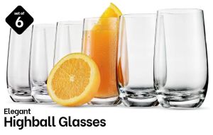 6PCS 500ml/16.9oz Highball/Juice/Beverage/Mojito/Cocktail/Dessert/Stemless Glass