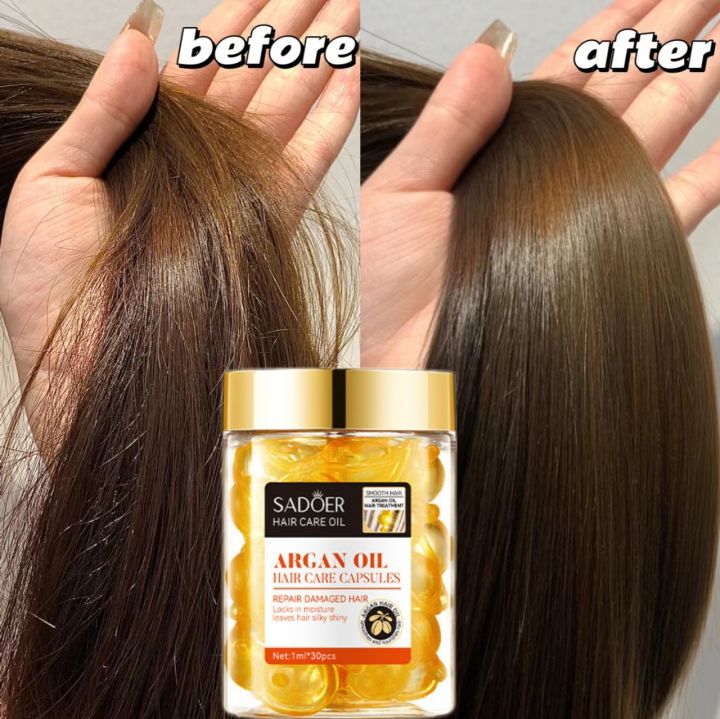 Argan oil hair care capsules serum rambut Pelembab Hari Serum Treatment Rambut Argan OilHair Salon First Essential Tonic