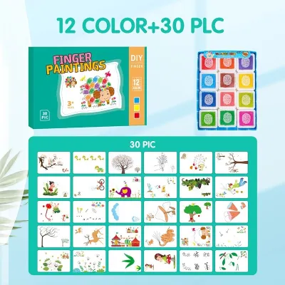 CuddleCove 12/24 Colors Kids Finger Painting Kit Non-Toxic Washable Creative Educational Learning Materials
