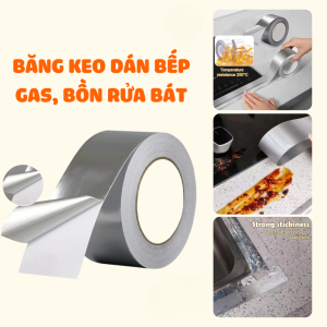 BĂNG KEO NHÔM CHỊU NHIỆT COMBO 2 CUỘN 5CM X 10M – DÁN BẾP KHE HỞ CHỐNG NƯỚC DẦU MỠ CÁCH NHIỆT