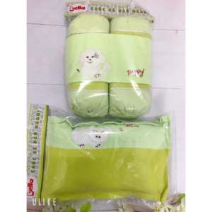 Bộ Gối Chặn Kèm Gối Nằm Sơ Sinh Đinh Lăng cao cấp Hút Mồ Hôi Giúp Bé Ngủ Ngon không giật mình