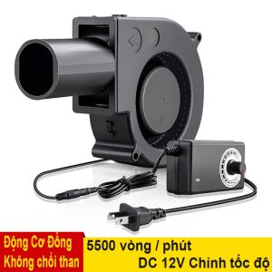 Quạt Thổi Gió Kèm nguồn chỉnh tốc độ không chổi than bếp nướng bếp củi bếp dầu thải