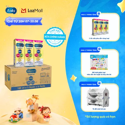 [CHỈ TỪ 20H 07/08-10/08 MUA LÀ CÓ QUÀ] Thùng 24 Hộp Sữa Pha Sẵn Enfagrow A+ Superior 180ml Hỗ Trợ Phát Triển Não Bộ Cho Trẻ Từ 1 Tuổi
