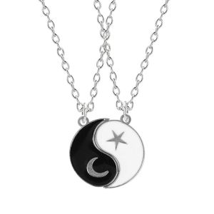 👫Couple necklace for women Retro Round Tai Chi Yin Yang Pendant necklaces aesthetic silver necklace for men Fashion Jewelry couples gift ideas necklace couple love 2pcs necklace for friendship Friends Gift Women Fashion Choker Necklaces For Best Friend